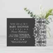 Chalkboard & Vintage Lace Baby shower invitation (Debout devant)