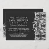 Chalkboard & Vintage Lace Baby shower invitation (Devant / Derrière)