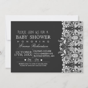Chalkboard & Vintage Lace Baby shower invitation