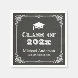 Chalkboard Vintage Lijst klasse 2021 Afstuderen Servet