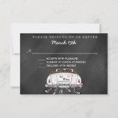 Chalkboard Vintage Voiture Mariage RSVP Cartes (Dos)