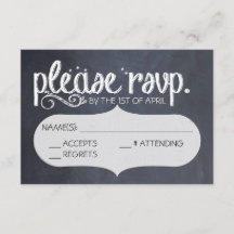 Chalkboard Vintage Wedding RSVP Briefkaart