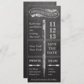 Chalkboard Vintage Wedding Save the Date (Voorkant / Achterkant)
