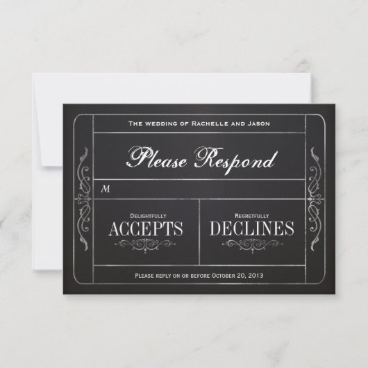 Chalkboard Vintage Wedding Ticket RSVP (Devant)