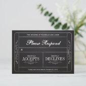 Chalkboard Vintage Wedding Ticket RSVP (Debout devant)