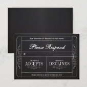 Chalkboard Vintage Wedding Ticket RSVP (Devant / Derrière)