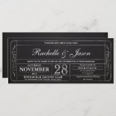 Chalkboard Vintage Wedding Ticket Uitnodiging (Voorkant / Achterkant)