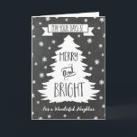 Chalkboard Voisin Joyeuse Carte de Noël<br><div class="desc">Joyeuse carte de voeux de Noël pour votre voisin avec motif de tableau noir rustique,  arbre de Noël et flocons de neige. Souhaitez bien à votre voisin cette saison de vacances avec cette carte de voeux élégante.</div>