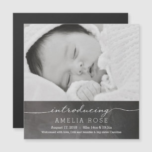 Chalkboard volledige foto-Baby Magnetische Uitnodiging