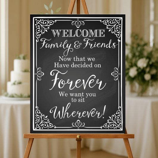 Chalkboard voor alternatieve bruiloft-zitplaats poster