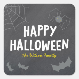 Chalkboard - vriendelijke creaties Happy Halloween Vierkante Sticker