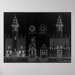 Chalkboard vuurtoren plannen poster