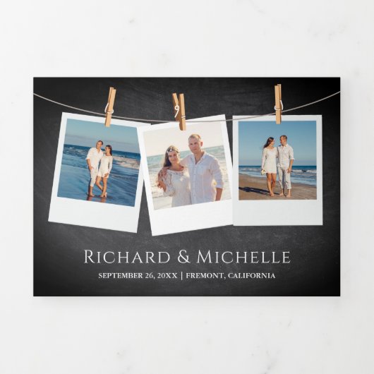 Chalkboard vuurtoren zeilboot nautische bruiloft drieluik uitnodiging (Cover)