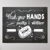 Chalkboard Was uw handen poster (Voorkant)