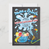 Chalkboard Water Balloon War Birthday party Kaart (Voorkant)