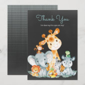 Chalkboard Watercol Cute Jungle Animaux Merci (Devant / Derrière)