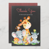 Chalkboard Watercol Cute Jungle Animaux Merci (Devant / Derrière)
