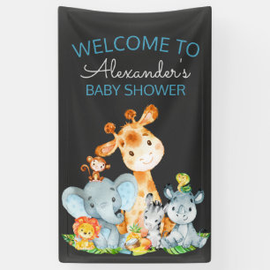 Chalkboard Watercol Cute Safari Oerwoud Baby showe Spandoek
