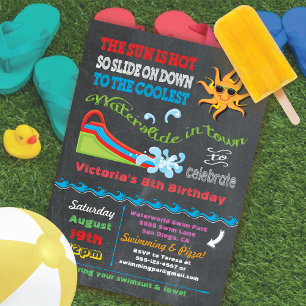 Chalkboard waterglijder verjaardagsfeest kaart