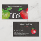 Chalkboard Waterverf appels Modern Tutor Visitekaartje (Voorkant / Achterkant)