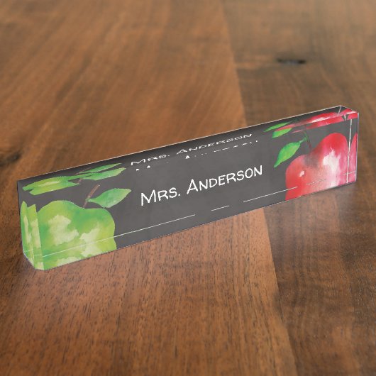 Chalkboard Waterverf Apple-leraar Naambordje (Zijkant)