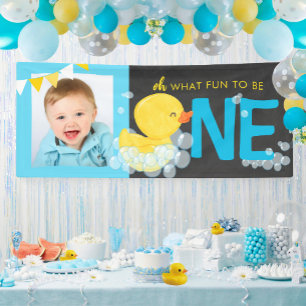 Chalkboard Waterverf Duck Oh Wat leuk fotofeest Spandoek