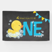 Chalkboard Waterverf Duck One Party Banner (Horizontaal)