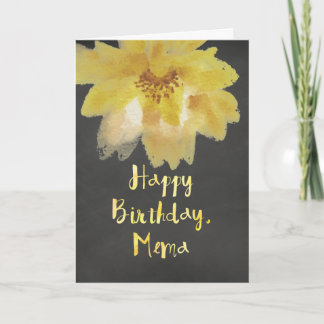 Chalkboard Waterverf Flower Mema Verjaardag Kaart