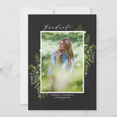 Chalkboard Waterverf Foliage Foto Afstuderen Aankondiging (Voorkant)