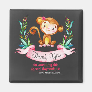 Chalkboard Waterverf Monkey Girl Hartelijk dank Magneet
