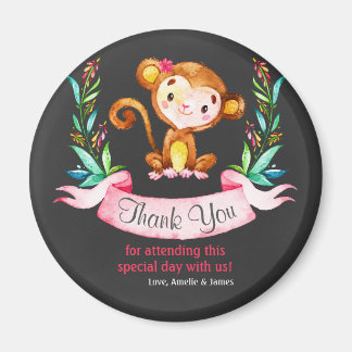 Chalkboard Waterverf Monkey Girl Hartelijk dank Magneet