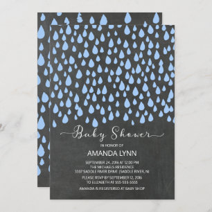 Chalkboard Waterverf Raindrops Boys Baby shower Kaart