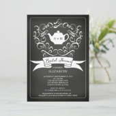 Chalkboard Waterverf Tea Bruids Douche Uitnodiging (Staand voorkant)