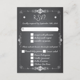 Chalkboard Weddenschap RSVP-reactiekaart met binne RSVP Kaartje