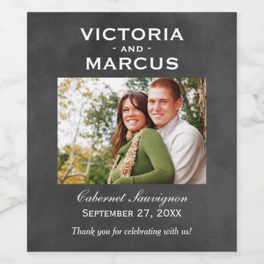 Chalkboard Weddenschap Wine Bottle Fotomonogram Wijn Etiket (Enkel label)