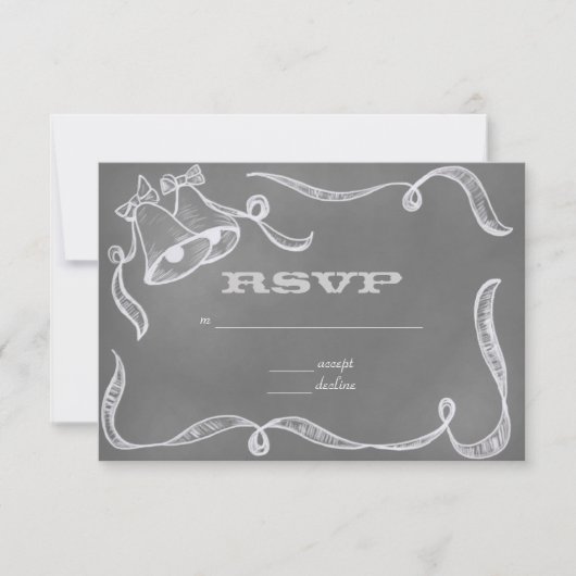 Chalkboard Wedding Bells RSVP (Voorkant)