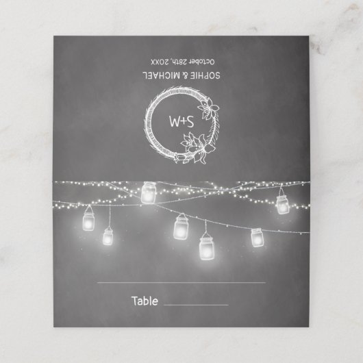 Chalkboard Wedding Black White String Lights (Buitenkant ongevouwen)