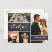 Chalkboard Wedding Dankjewel foto collage rustic Briefkaart (Voorkant / Achterkant)
