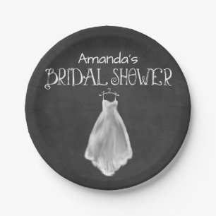 Chalkboard Wedding Dress Vrijgezellenfeest Borden Papieren Bordje