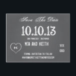 Chalkboard Wedding Enregistrer La Date Carte Posta<br><div class="desc">Voici un design graphique amusant qui présente un arrière - plan en damier noir et gris. Idéal pour enregistrer la date, les rappels, les invitations, les rendez-vous, les courriels et plus encore. Utilisez ceci pour les mariages, fiançailles, diplômes, collecteurs de fonds, anniversaires, anniversaires et toutes sortes d'occasions spéciales. Le graphique...</div>