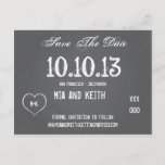 Chalkboard Wedding Enregistrer La Date Carte Posta<br><div class="desc">Voici un design graphique amusant qui présente un arrière - plan en damier noir et gris. Idéal pour enregistrer la date, les rappels, les invitations, les rendez-vous, les courriels et plus encore. Utilisez ceci pour les mariages, fiançailles, diplômes, collecteurs de fonds, anniversaires, anniversaires et toutes sortes d'occasions spéciales. Le graphique...</div>