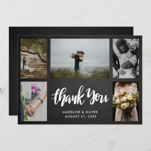 Chalkboard Wedding Five Photos | Bedankt script (Voorkant / Achterkant)