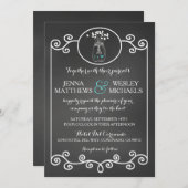Chalkboard Wedding Invitation Rustic Mason Jar Kaart (Voorkant / Achterkant)