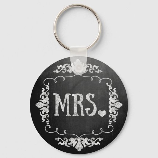 Chalkboard Wedding "Mrs." Sleutelhanger (Voorkant)