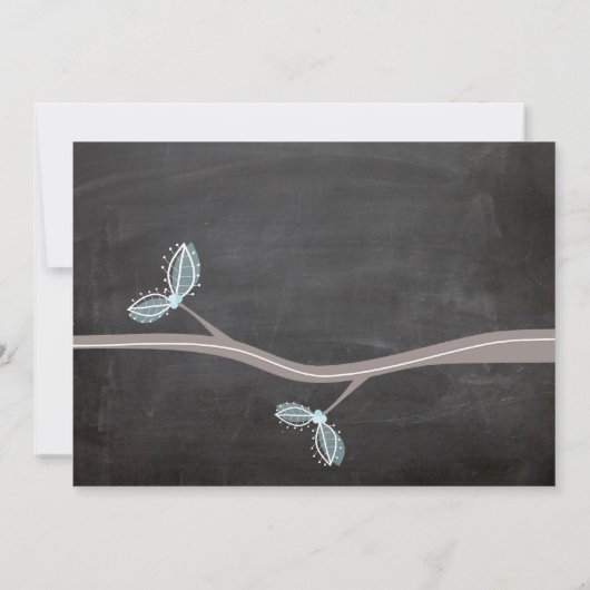 Chalkboard Wedding Owls Woodland Rustic Invite Kaart (Achterkant)