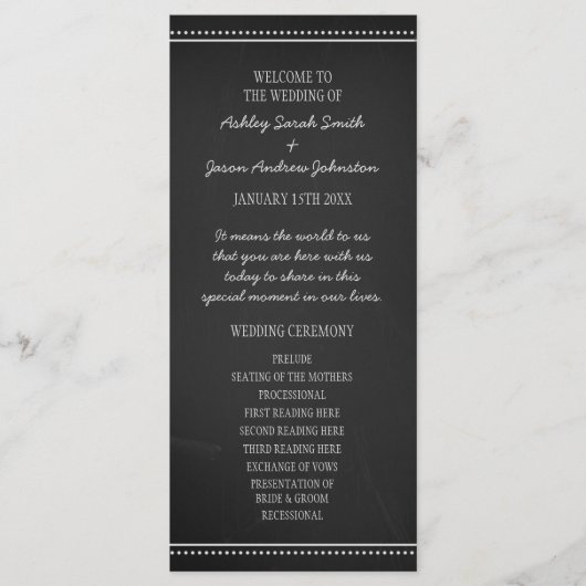 Chalkboard Wedding Programme Programma (Voorkant)