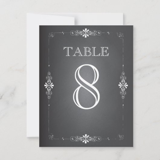 Chalkboard Wedding Reception Table Number Kaart (Achterkant)