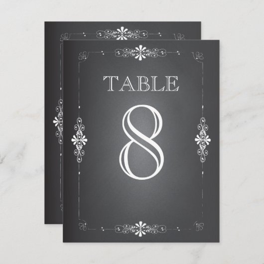 Chalkboard Wedding Reception Table Number Kaart (Voorkant / Achterkant)