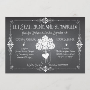 Chalkboard Wedding Rehearsal Mason Jar Uitnodiging