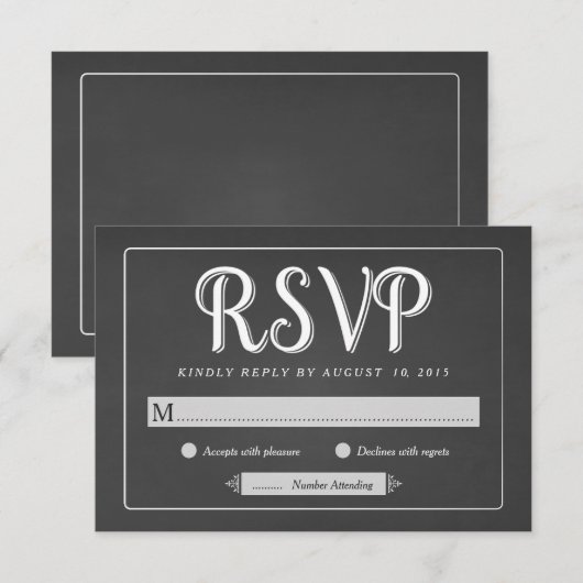 Chalkboard Wedding RSVP - Basic Response Cards Kaartje (Voorkant / Achterkant)